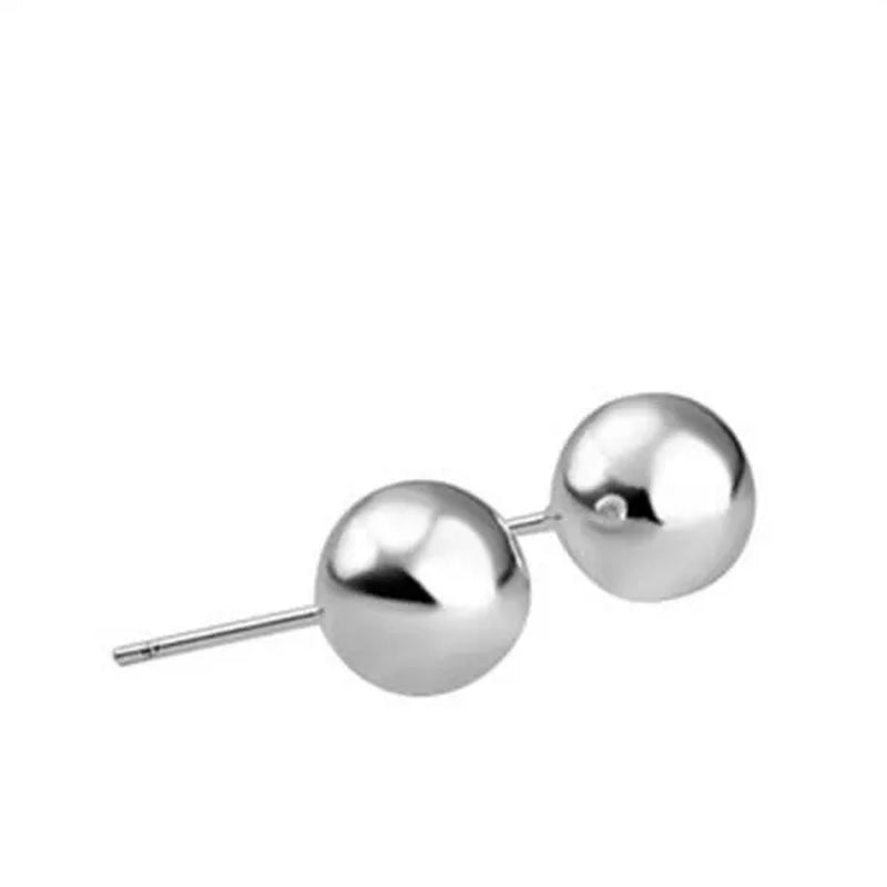 6MM 8MM 10MM Fashion Chic 925 Sterling Silver Sterling Silver Earrings Fashion Ball Stud Earrings New