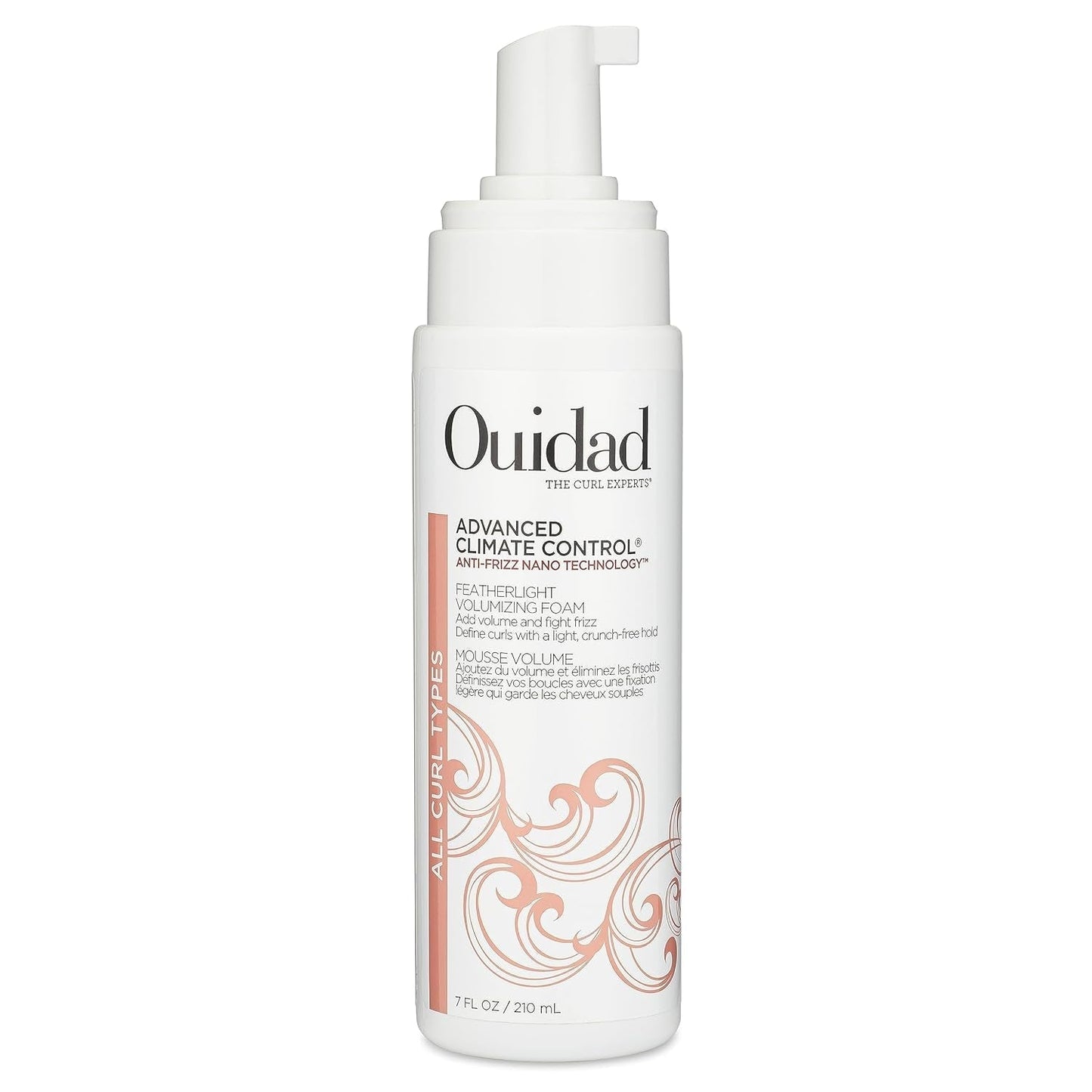 Ouidad Advanced Climate Control Volumizing Foam - 7 Fl Oz, Lightweight Hair Styling Foam, Anti-Frizz Nano Technology, Adds Volume, Fights Frizz & Defines Curls, Crunch-Free Hold, for All Curl Types