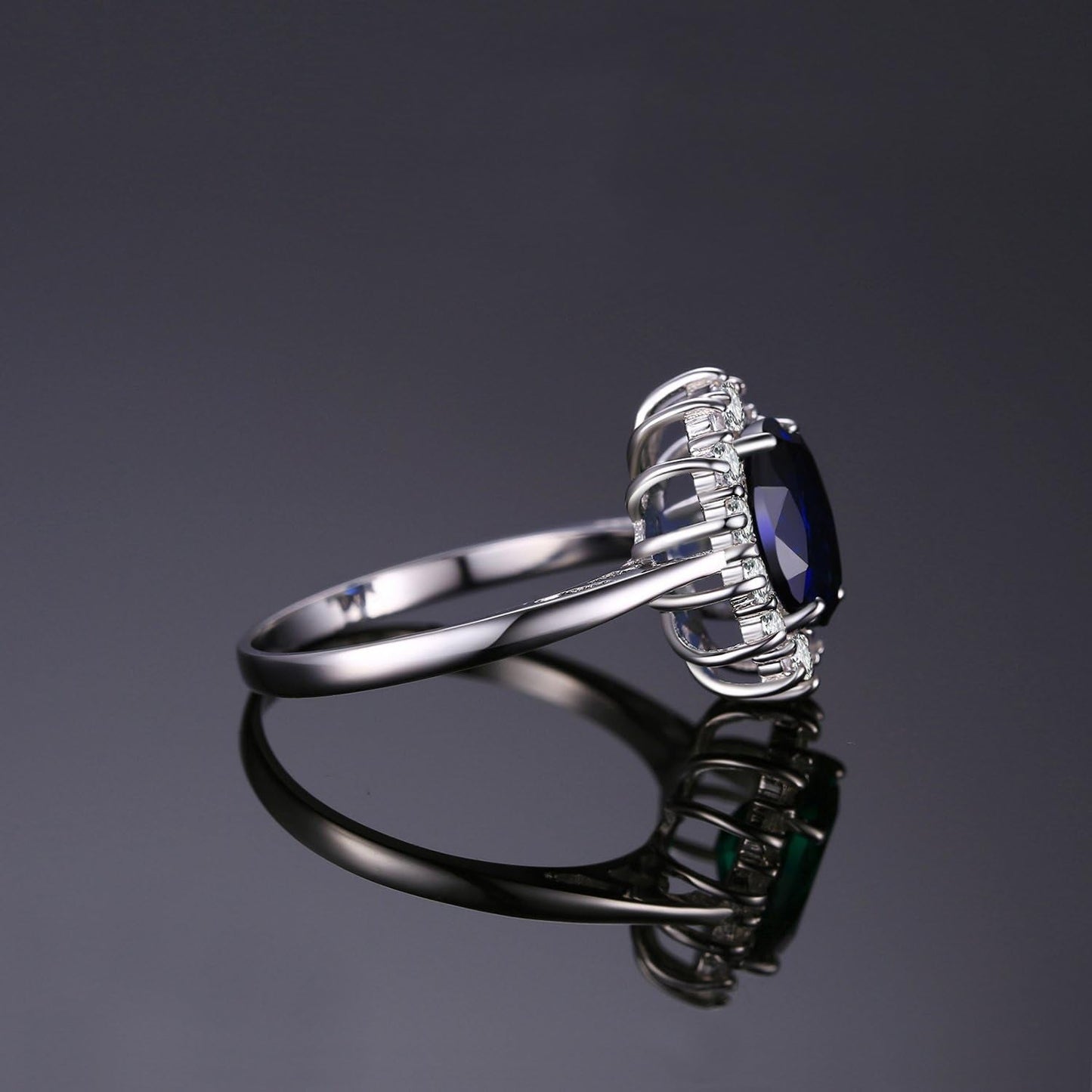 Princess Diana Kate Middleton Class Gemstone Birthstone Sapphire Halo Engagement Rings for Women, Anniversary 14K White Yellow Rose Gold Plated 925 Sterling Silver Promise Rings for Her