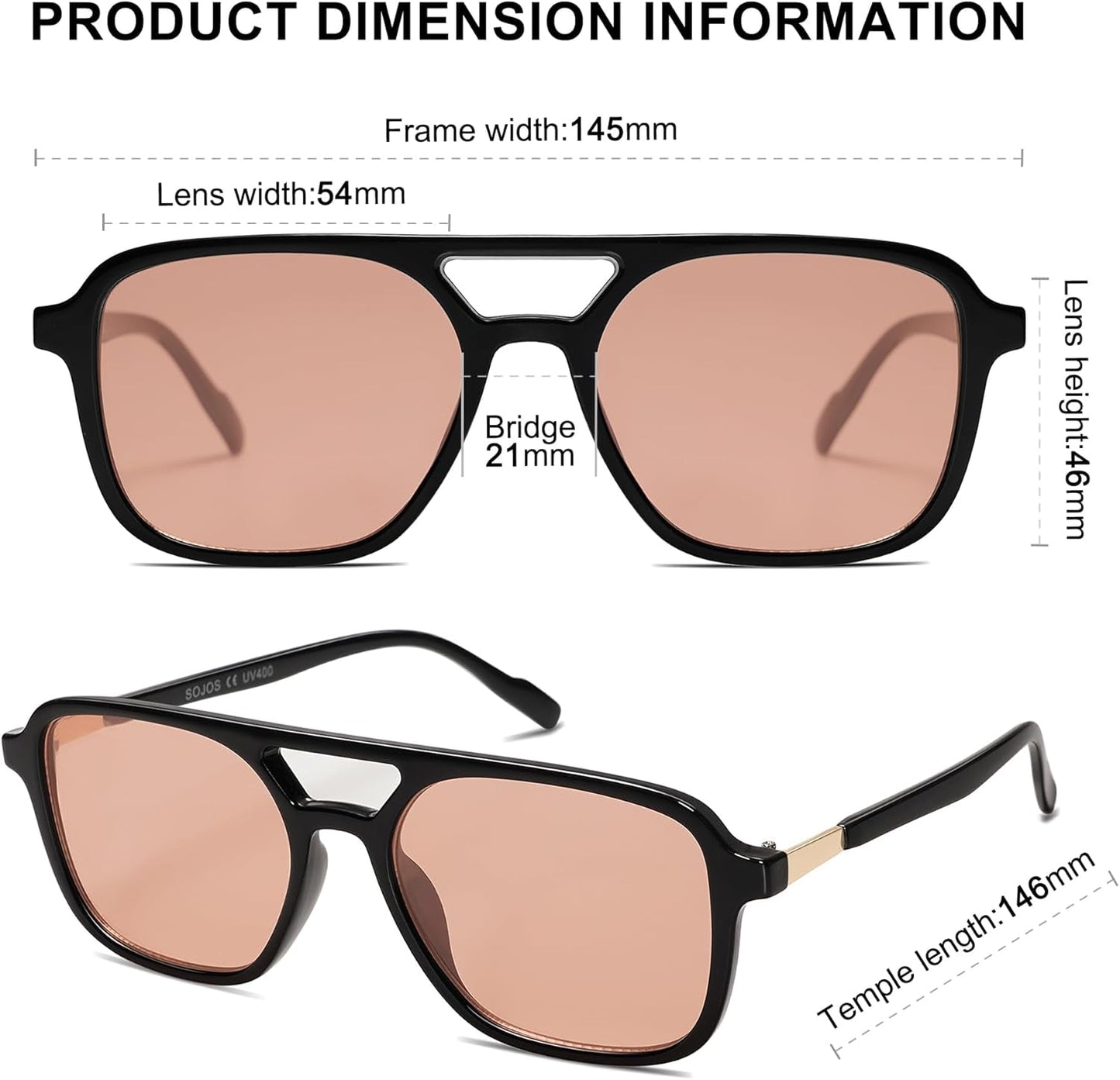 Retro Aviator Sunglasses for Women Men,Trendy Rectangle Womens Mens Shades Sun Glasses SJ2202