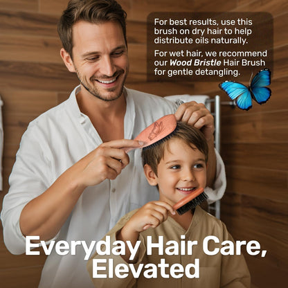 100% Natural Boar Bristle Hairbrush for Healthy Hair - Gentle Care, Made in Germany