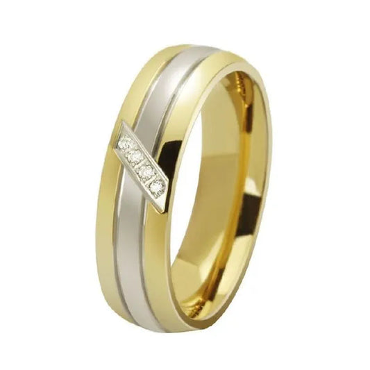 1PCS Fashion Jewelry Cute Cubic Zirconia Ring for Womens and Mens,Titanium Steel Wedding Ring Couple Jewelry Set Gold by EZMAX - WORLD TIME VISITS