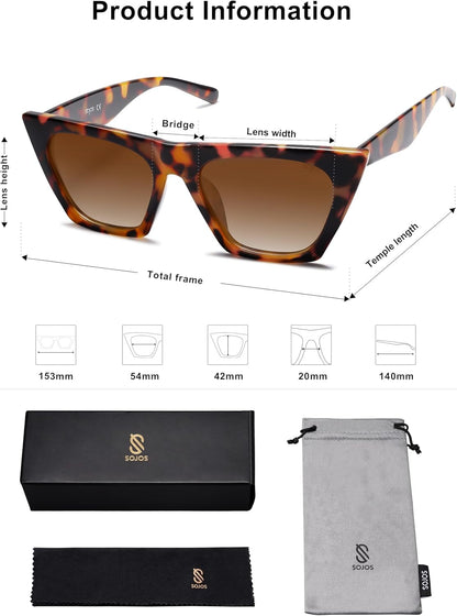 Trendy Oversized Square Cateye Polarized Sunglasses Womens Big Frame Shades SJ2115