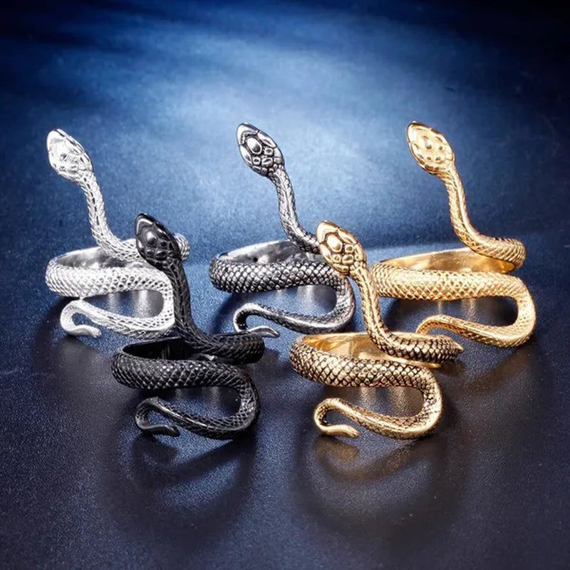 12/8/5/2/1Pcs: Lnnovative snake ring, movable mouth ring, Old gold, old silver, rose gold, gold, gun black，silver,6colors to choose from - WORLD TIME VISITS