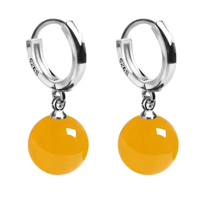 Exquisite and Fashion Yellow Agate Jade Drop Earrings for Women Luxury Stone Pearl Hoop Earrings Bridal Wedding Party Anniversary Gift Fashion Jewelry