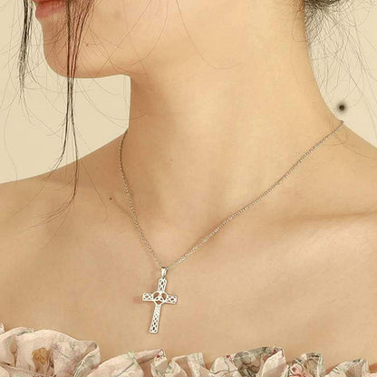 Stainless Steel Celtic Infinity Knot Christian Cross Religious Pendant Necklace - WORLD TIME VISITS