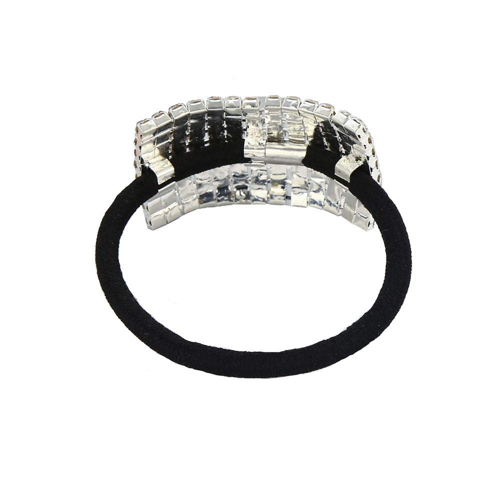 Hair Tie, Fashion Bling Crystal Rhinestone Hair Ties for Women Girls (Silver Tone, 1 Count)