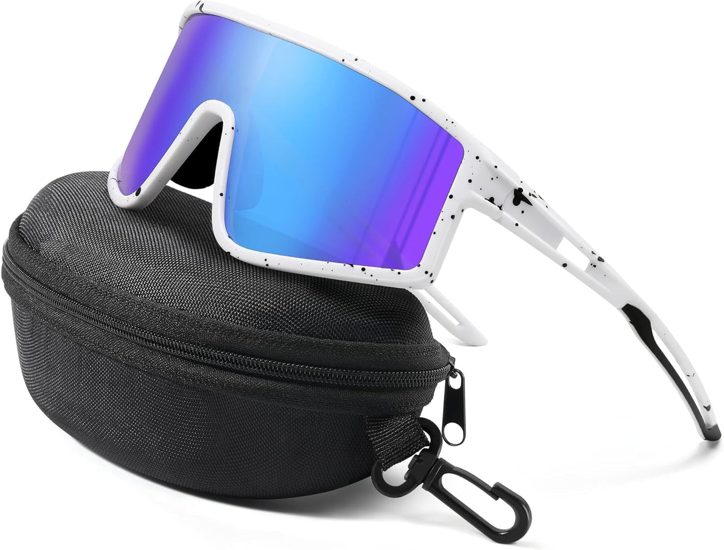 Sports Polarized Sunglasses: TR90 Outdoor Cycling Glasses for Men Women UV400 Protection Whiteblue, Large - WORLD TIME VISITS
