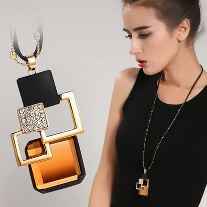 Long Necklace Pendant with Rubies and Diamonds Fashion Retro All-Match Clothing Accessories Suitable for Party Festival Travel Vacation Best Gifts for Ladies and Girls