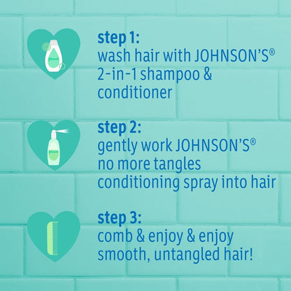 Johnson'S No More Tangles Toddler & Kids Detangling Spray to Unlock Knots in Hair, Hypoallergenic & Paraben-Free, No More Tears Tear-Free Formula for Wet or Dry Hair, 10 Fl. Oz