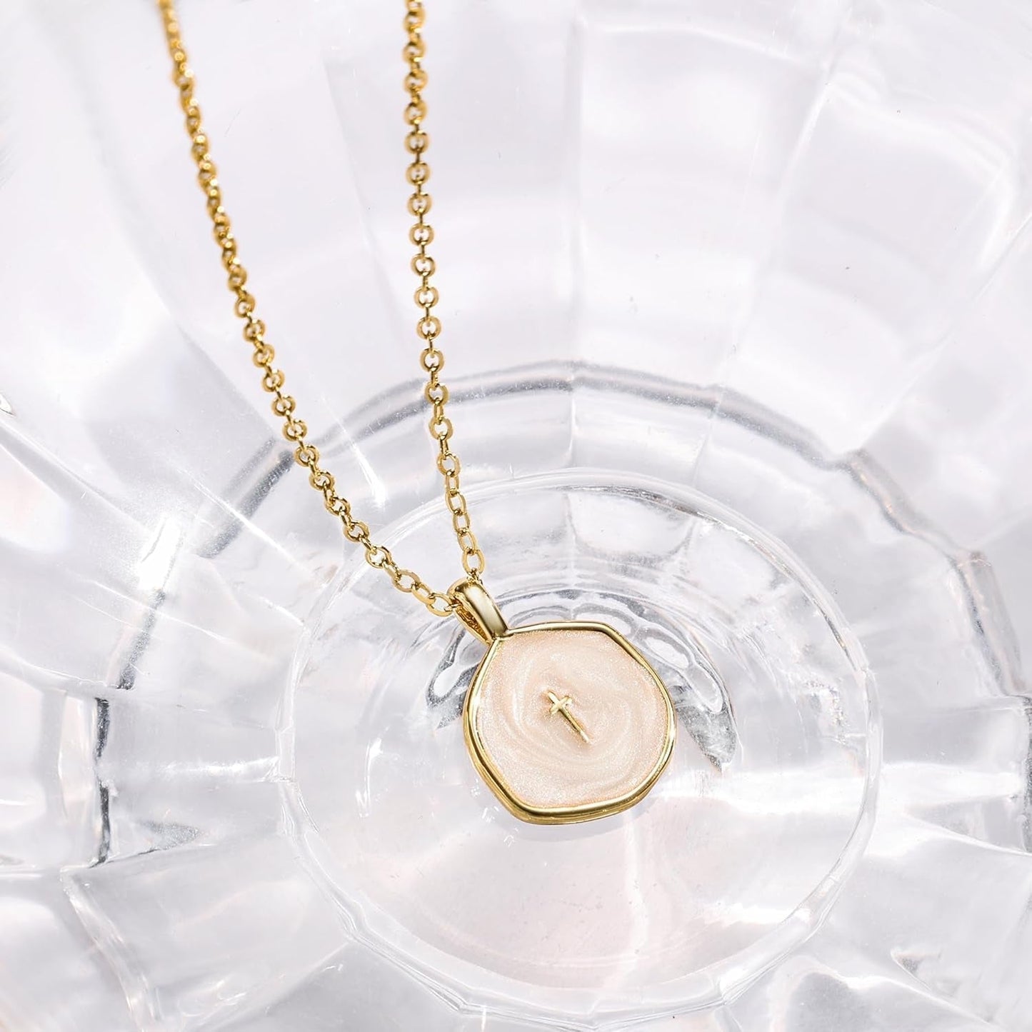 Cross Necklace for Women Dainty 14K Gold Plated Cross Necklace, Simple Cute Gold Cross Charm Necklaces for Women Easter Christian Baptism Religious Faith Jewelry Gifts