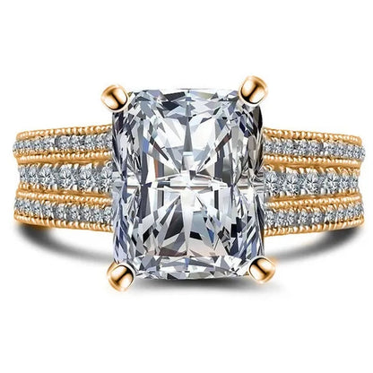 Fashion Bride Jewelry Gorgeous 925 Sterling Silver White Sapphire Eternal Diamond Ring Female Wedding Proposal Engagement Anniversary Party Accessories Gift Promise Rings Size 4-12 Bague Femme