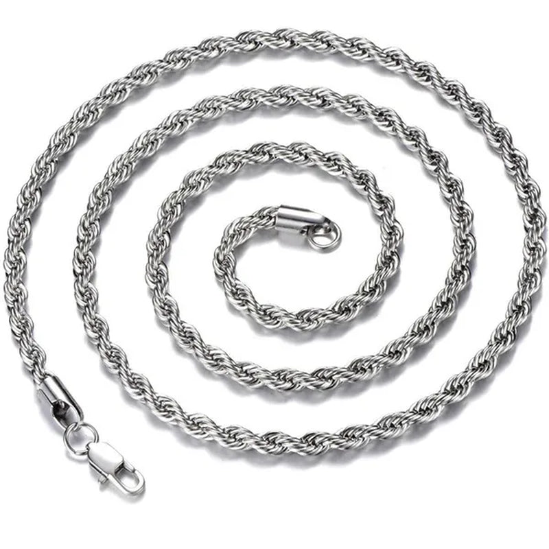 Diamond Cut 925 Sterling Silver Chain Rope Chain Italian Silver Necklace Chain for Women Men Super Shiny Durable 2MM-4MM