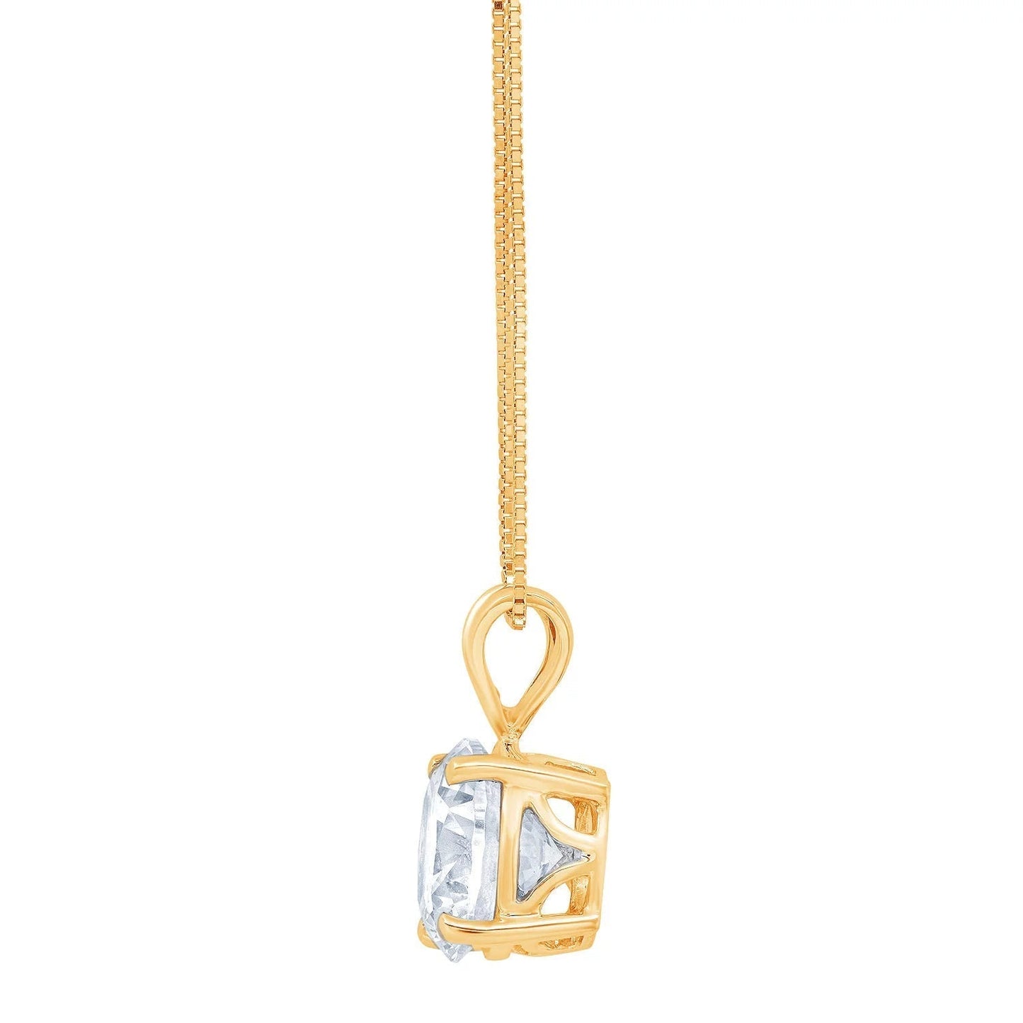 1.5 Ct round Cut Blue Simulated Diamond 18K Yellow Gold Pendant + 18" Gold Chain