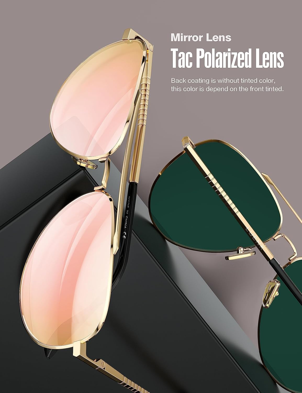 Aviator Sunglasses for Men Women Polarized Driving Classic Shades - UV 400 Protection with Accessories 60MM