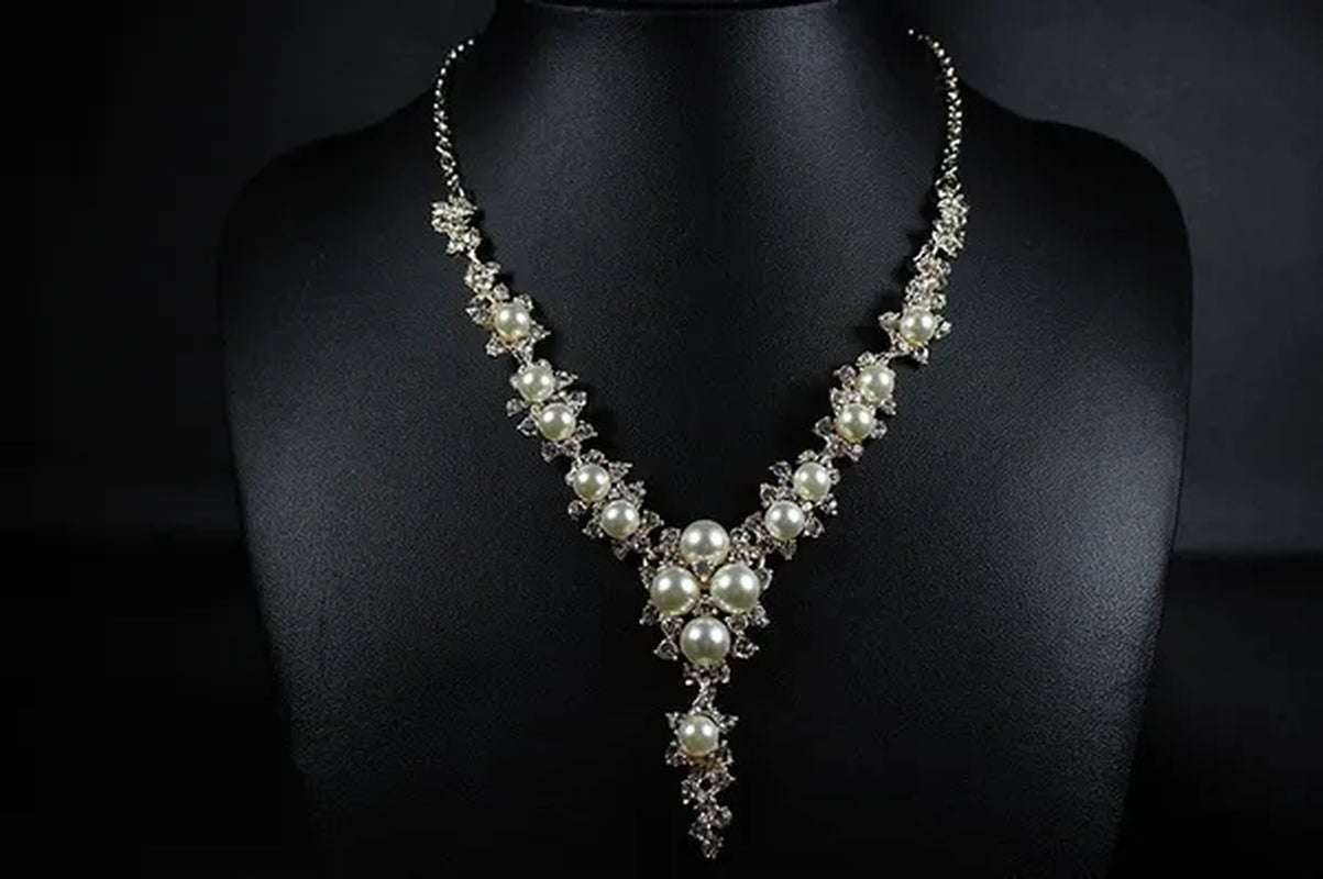 Fashion Clavicular Brilliant Diamond Crystal Necklace Charms Pendant Necklaces Handmade Pearl Wedding Party (Not Include Box)