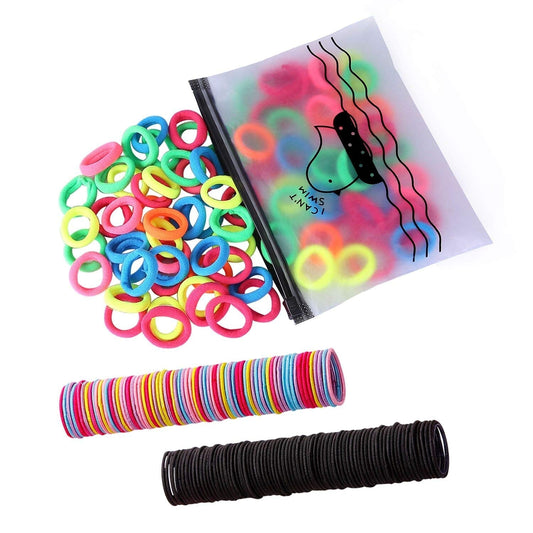 300 Pack Hair Ties  Baby Toddlers Girls Elastics Hair Bands Black Colorful Small Rubber Bands Ponytail Pigtails Holders Not Harm to Hair (Color A)