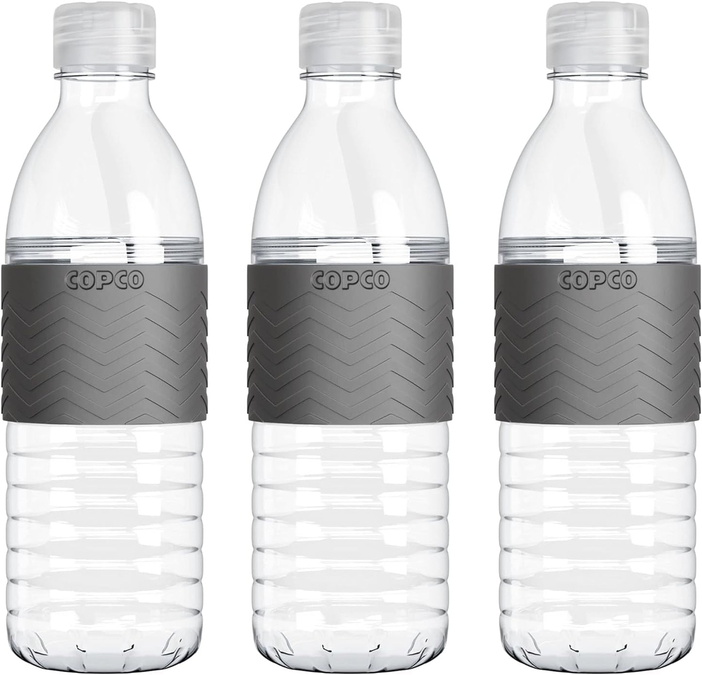 Hydra 20 Oz Tritan Water Bottle with Spill Resistant Lid & Non-Slip Sleeve (Set of 3) - Bpa-Free, Dishwasher Safe, Fits Cup Holders, Great for Gym, Travel, Office - Durable & Lightweight (Grey)