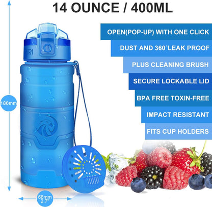 Sports Water Bottle, 400/500/700Ml/1L, BPA Free Leak Proof Tritan Lightweight Bottles for Outdoors,Camping,Cycling,Fitness,Gym,Yoga- Kids/Adults Drink Bottles with Filter, Lockable Pop Open Lid