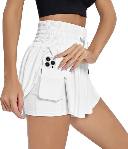 Flowy Athletic Shorts for Women Workout Running Gym Yoga High Waist Skort Sweat Skirt Cute Clothes Summer Outfits