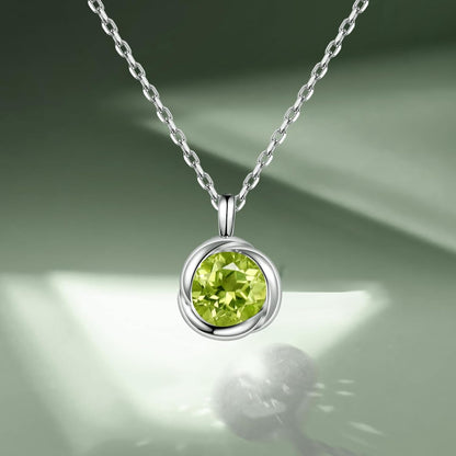 925 Sterling Silver Rose Necklace for Women with Natural Birthstone Solitaire Necklace for Daily Dainty round Silver Necklace for Gift