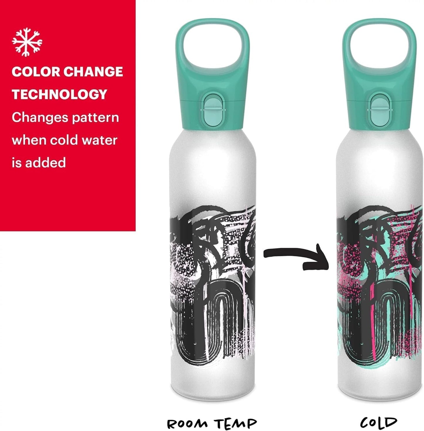 17.5-Oz Color Changing Glass Water Bottle with Silicone Coating, Leakproof and Textured Glass Reusable Water Bottle, Eco-Friendly, Bpa-Free Silicone Coating, Textural Art - WORLD TIME VISITS