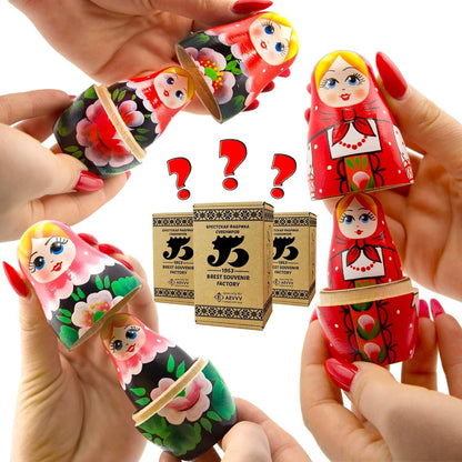 Wooden Russian Matryoshka Lot of 3 Random Sets by 5 Figures
