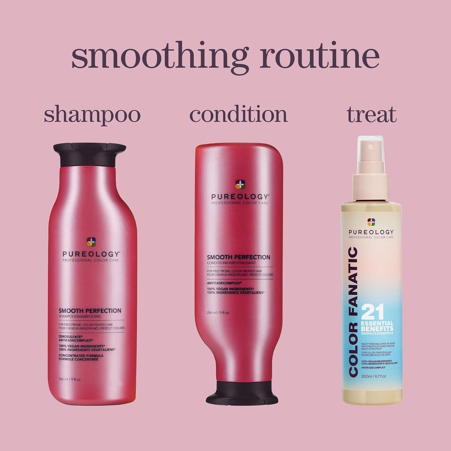 Pureology Smooth Perfection Conditioner - for Frizzy and Color-Treated Hair, Detangles & Controls Frizz, Sulfate-Free & Vegan