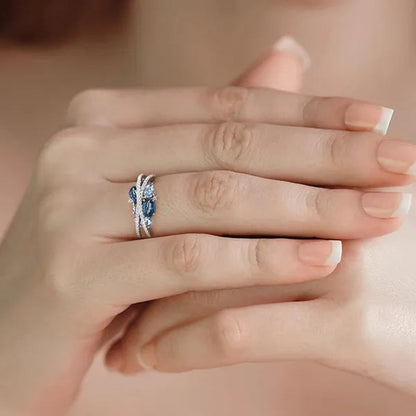 925 Sterling Silver Sparkling Blue Spinel Sapphire Diamond Ring Romantic Valentine'S Day Gift Wedding Engagement Brideal Set Party Anniversary Gift Fine Jewelry6 7 8 9 10 11
