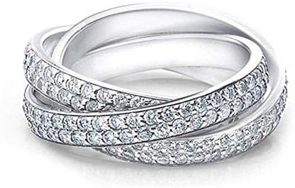 2.75 CT round Diamond Rolling Full Eternity Wedding Band 14K White Gold Over - WORLD TIME VISITS