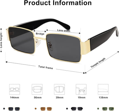 Retro Fashion Rectangle Sunglasses Womens Mens Vintage Trendy Square Shades SJ1162