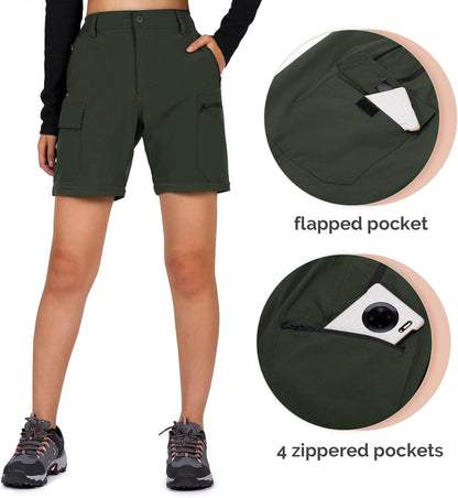 Women'S-Hiking-Pants-Convertible Quick-Dry-Stretch-Lightweight Zip-Off Outdoor Pants with 5 Deep Pockets