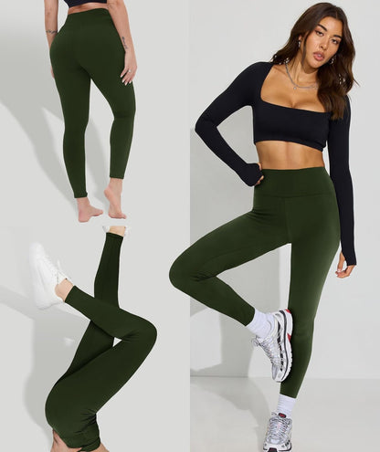 High Waisted Leggings for Women - Soft Opaque Slim Tummy Control Printed Pants for Running Cycling Yoga