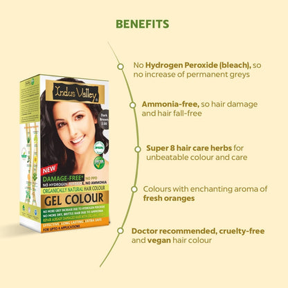 Natural Organic Damage Free Gel Hair Color | Ammonia Free, Vegan & Cruelty Free | up to 100% Gray Coverage, Long Lasting Results |Dark Brown 3.0 (20Gram+200Ml)