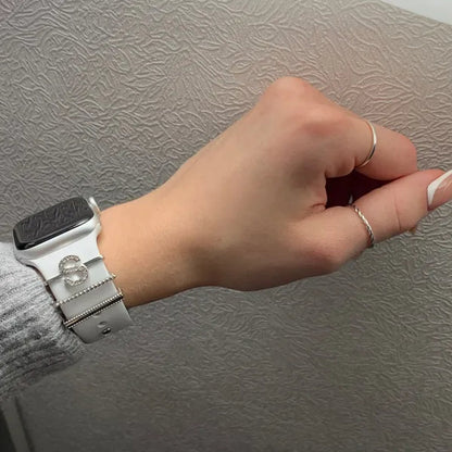 For Apple Watch Band Metal Charms Decorative Ring Diamond Ornament Smart Watch Strap for Iwatch Bracelet Watch Band Ornament