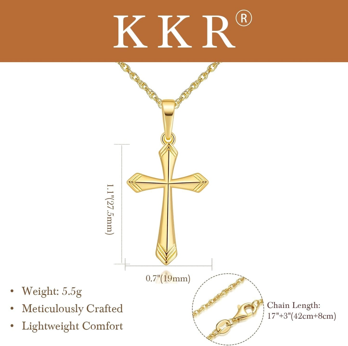 Cross Necklace for Women 14K Gold Cross Necklaces for Women Gold Crosses Chain Pendant Necklace for Womens with V-Shaped Patterns Trendy Crosses Necklaces for Womens - WORLD TIME VISITS