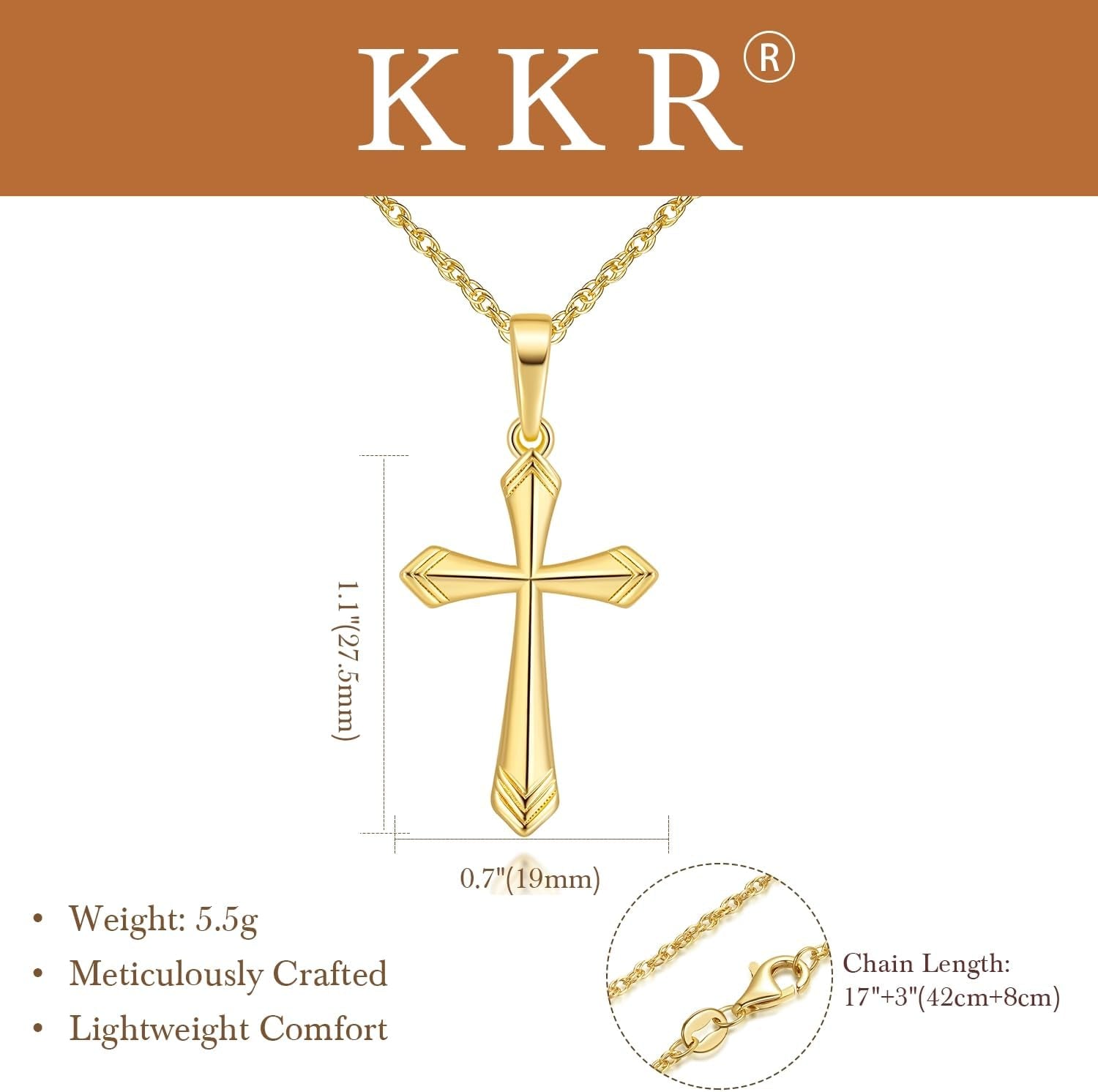 Cross Necklace for Women 14K Gold Cross Necklaces for Women Gold Crosses Chain Pendant Necklace for Womens with V-Shaped Patterns Trendy Crosses Necklaces for Womens - WORLD TIME VISITS