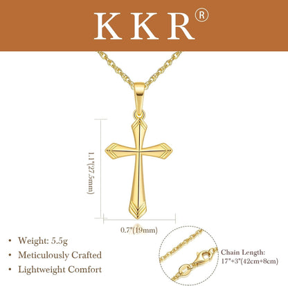 Cross Necklace for Women 14K Gold Cross Necklaces for Women Gold Crosses Chain Pendant Necklace for Womens with V-Shaped Patterns Trendy Crosses Necklaces for Womens - WORLD TIME VISITS