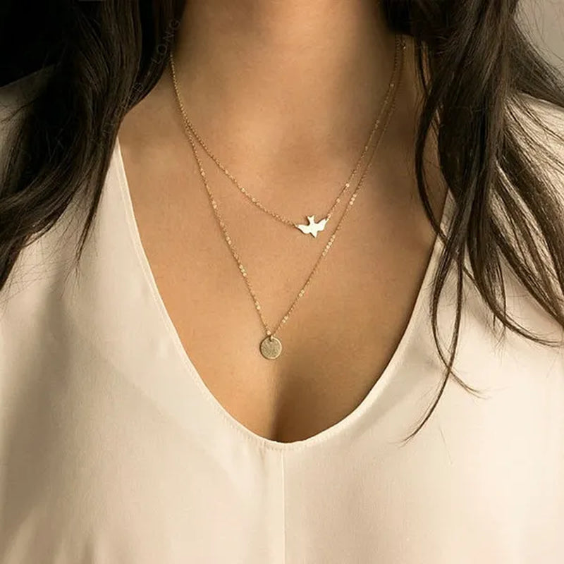 SOAR Bird Necklace / Layering Necklace / Peace Dove Necklace / Delicate Gold Necklace / Dove Necklace / Bird Necklace Layered