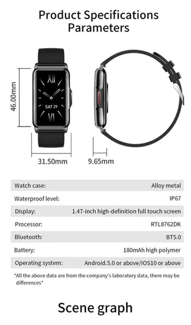 LIGE 2023 Newest 1.47-inch Full Touch Sports Smart Bracelet Watch for Men and Women Fitness Tracker Health Monitors IP67 Waterproof Smart Wristbands Montre Connecter
