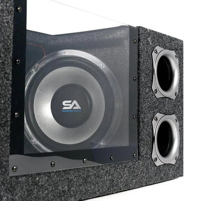 SA-PGCE10LED - Dual 10 Inch 1000 Watt Car Audio Subwoofer Box with LED Lights & Plexiglass Window