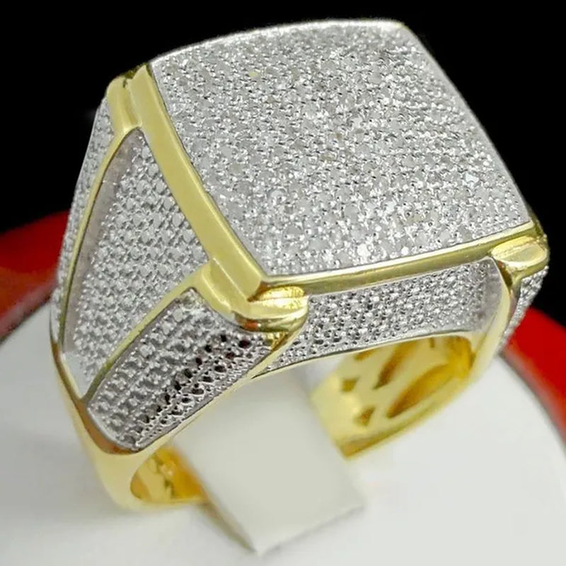 Cut Sim Diamond 14k Gold Plated 925 Silver Men's Pinky Band Wedding Ring