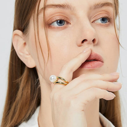 14K Gold French Vintage Oval Ring for Women Midi Stacking Dainty Open Adjustable Ring Christmas Gifts Jewelry