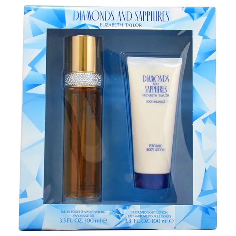 Diamonds and Sapphires by Elizabeth Taylor for Women - 2 Pc Gift Set 3.4Oz Edt Spray, 3.4Oz Perfumed Body Lotion