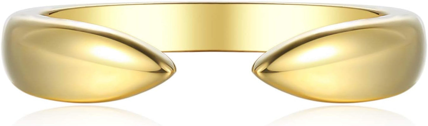 18K Gold Plated Sterling Silver Stackable Open Claw Ring Ajustable Wrap Ring | Cuff Stacking Rings
