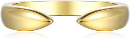 18K Gold Plated Sterling Silver Stackable Open Claw Ring Ajustable Wrap Ring | Cuff Stacking Rings