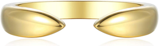 18K Gold Plated Sterling Silver Stackable Open Claw Ring Ajustable Wrap Ring | Cuff Stacking Rings