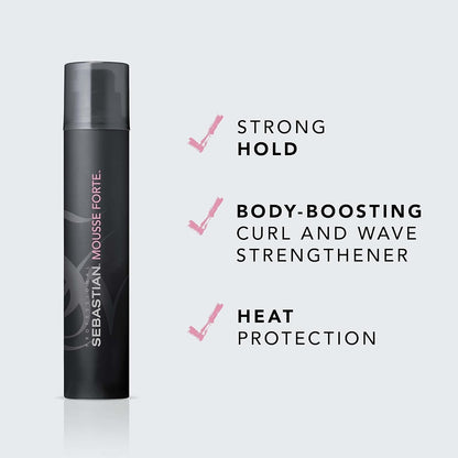 Mousse Forte, Strong-Hold Mousse for Professional Hair Styling, 7 Oz - WORLD TIME VISITS