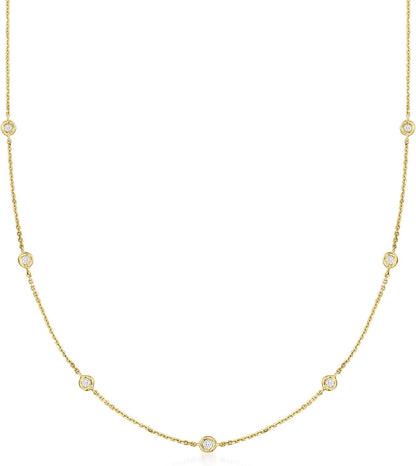 by  Diamond Station Necklace in 14Kt Gold - WORLD TIME VISITS