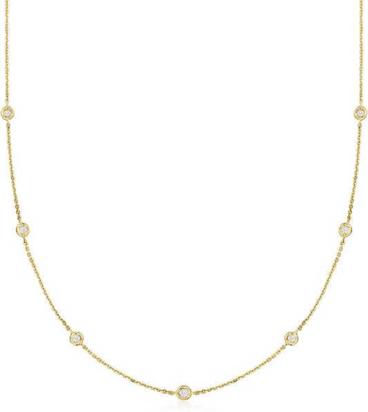 by  Diamond Station Necklace in 14Kt Gold - WORLD TIME VISITS